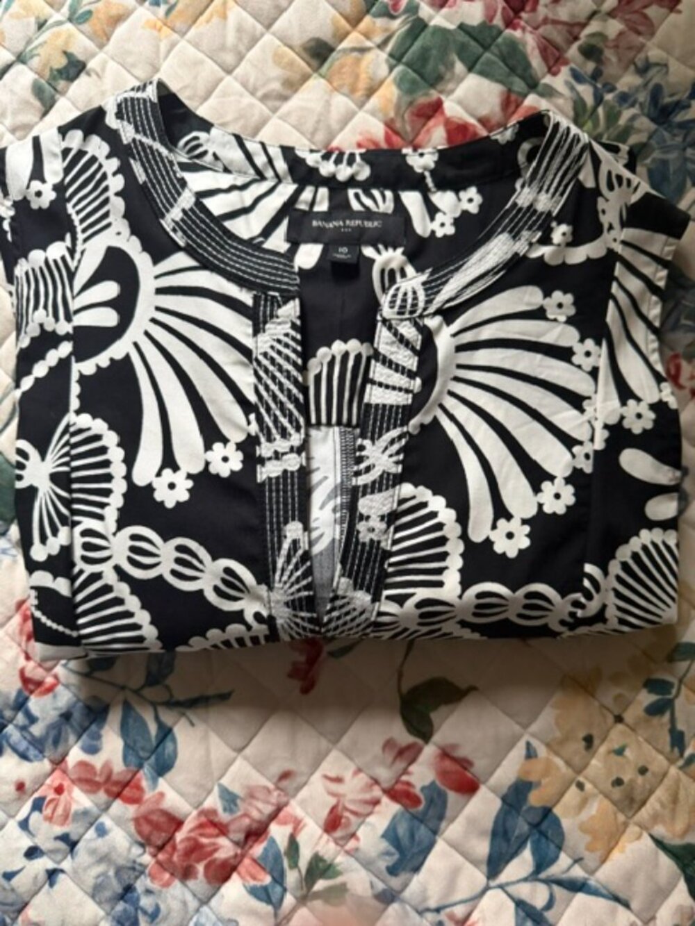 NWOT Banana Republic Black/White Printed Sleeveless Dress- size 10 - Picture 9 of 9